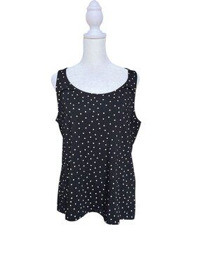 Talbots Polka Dot Tank Top Black White Sleeveless L NWT